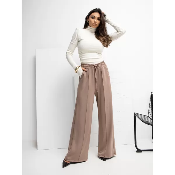  Dámské kalhoty RUE PARIS RV-DR-A1061.80 DARK BEIGE 