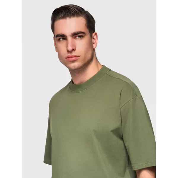  Pánské triko OMBRE OM-TSBC-0291 OFF WHITE/PALE OLIVE/NAVY 