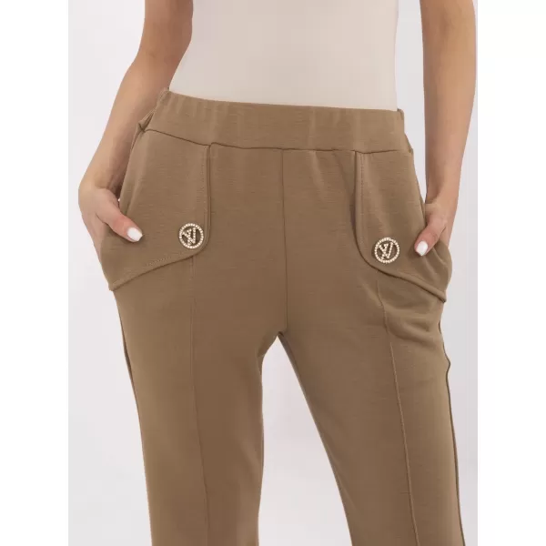  Dámské kalhoty ITALY MODA DHJ-SP-20518.12 LIGHT BROWN 
