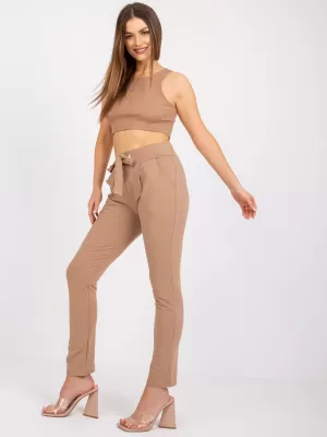 Dámské tepláky RUE PARIS RV-DR-7459.01X LIGHT BROWN