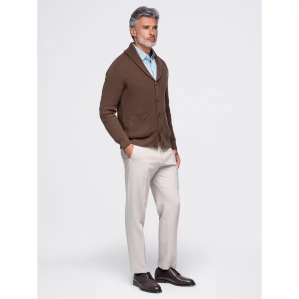  Pánský kardigan OMBRE OM-SWCD-0200 BROWN 