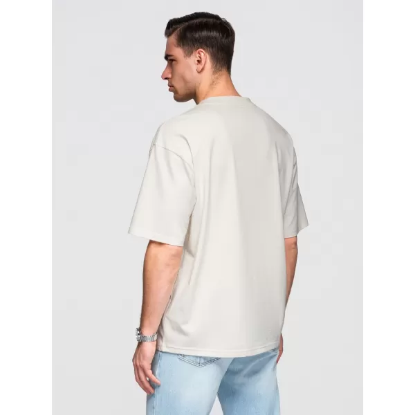  Pánské triko OMBRE OM-TSBC-0291 BLACK/OFF WHITE/PALE OLIVE 