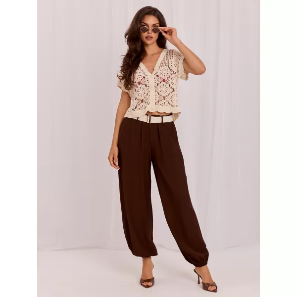  Dámské kalhoty RUE PARIS IT-SP-10368.34 DARK BROWN 