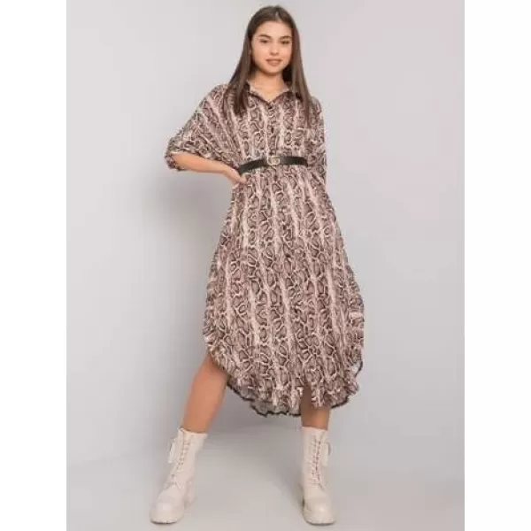  Dámské šaty OCH BELLA TW-SK-BI-32556-1.62P BLACK AND BEIGE 