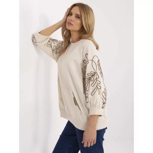  Dámská mikina RUE PARIS RV-BL-A367-1.18P LIGHT BEIGE 