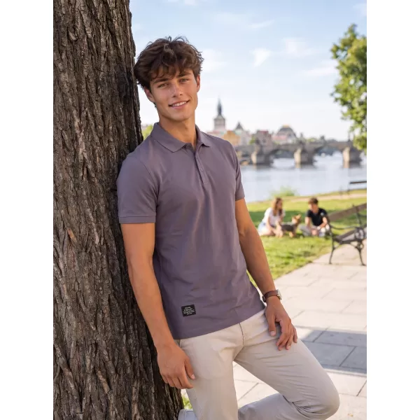  Pánské triko s límečkem ALTISPORT NP/ALMST90601 SLATE GREY 