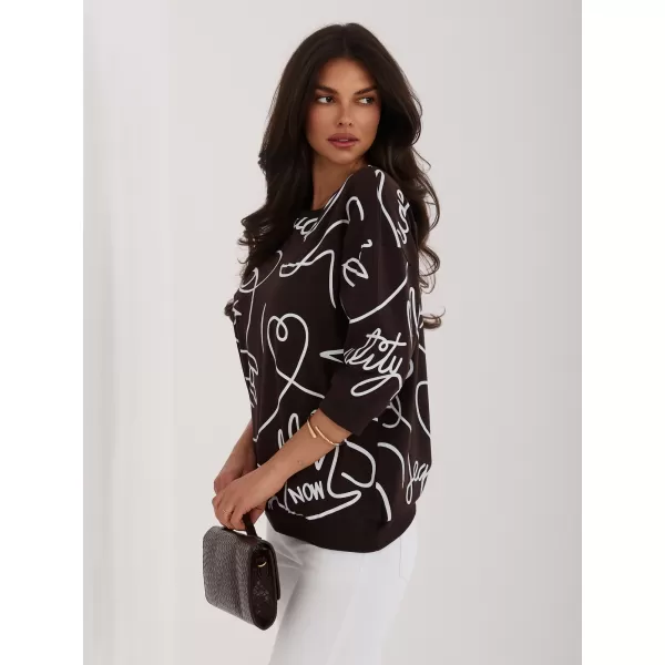  Dámská halenka RUE PARIS RV-BZ-A267-1.58 DARK BROWN 