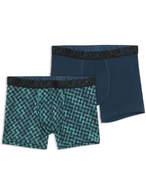 Pánské boxerky PUMA MEN GRAPHICAL PRINT BOXERS 2P 94780403 GREEN COMBO