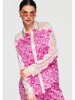 Dámská košile LARICA OW-SH-E0023 FUCHSIA