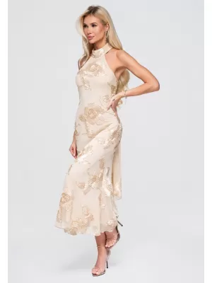 Dámské šaty LARICA LA-OM-DLR378 BEIGE