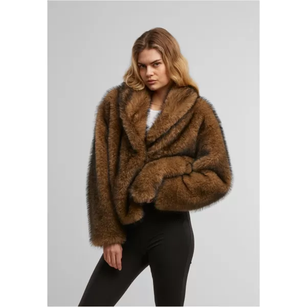  Dámská kožešinová bunda URBAN CLASSICS TB8120-01591 BROWN/BLACK 