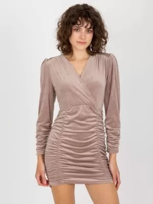 Dámské šaty RUE PARIS RP-SK-8199.01 DARK BEIGE