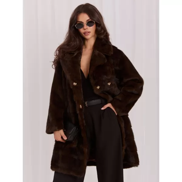  Dámský kabát FACTORY PRICE MBM-PL-25-32.98P DARK BROWN 