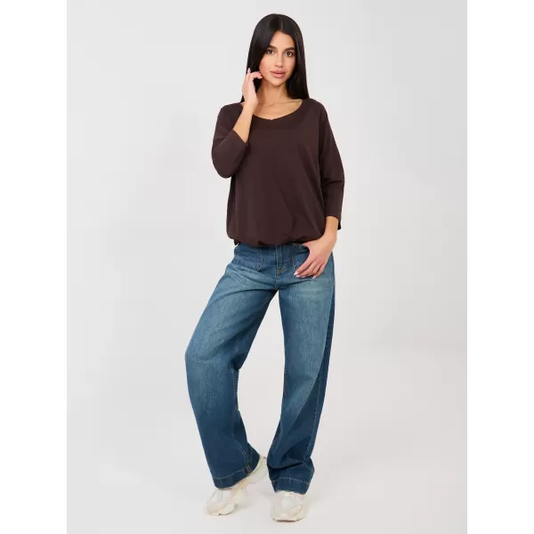  Dámské triko RUE PARIS RV-BZ-A1091.16 DARK BROWN 