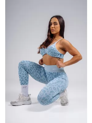 Medium support sportovní podprsenka s leopardím vzorem NEBBIA PRIMAL 854 BLUE LEOPARD