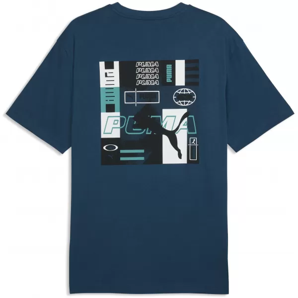  Pánské triko PUMA GRAPHICS RELAXED STACKED TEE 69436836 MIDNIGHT PETROL 