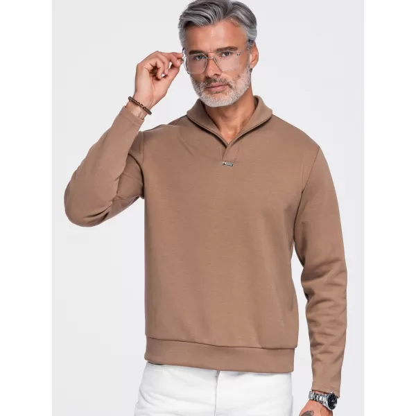  Pánská mikina OMBRE OM-SSNZ-0262 BROWN 