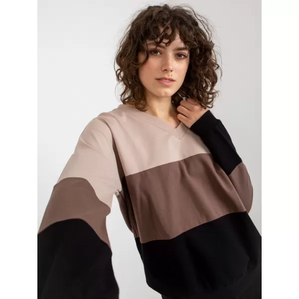  Dámská mikina RUE PARIS RV-BL-8328.34X BLACK AND BEIGE 
