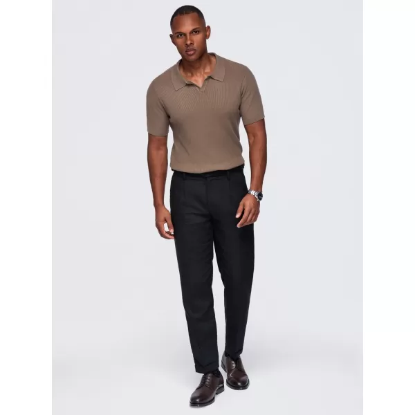  Pánské triko s límečkem OMBRE OM-POSS-0182 LIGHT BROWN 