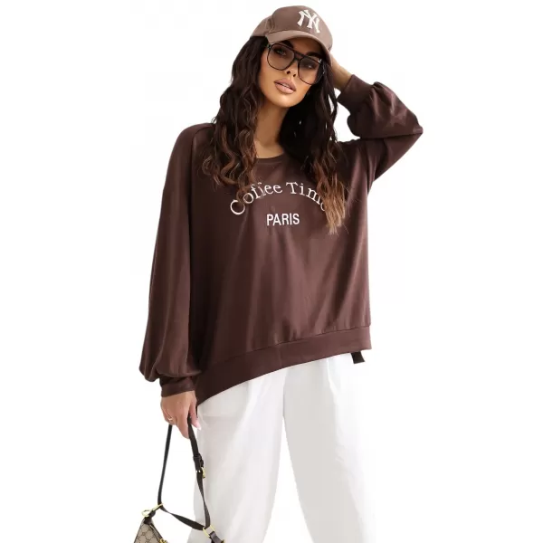  Dámská mikina RUE PARIS RV-BL-A1220.11 DARK BROWN 