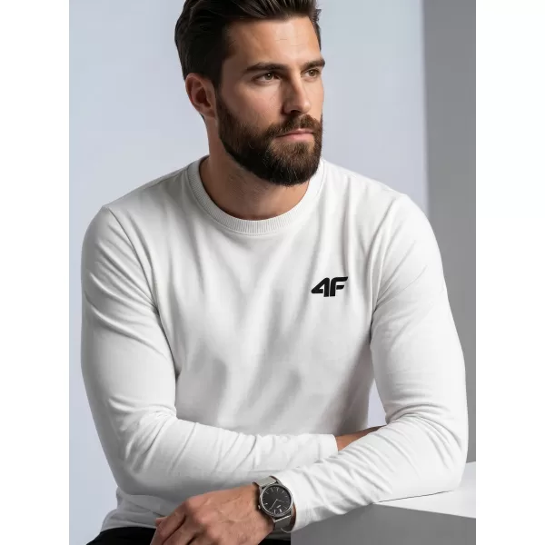  Pánské triko s dlouhým rukávem 4F 4FWMM00TLONM611 WHITE 