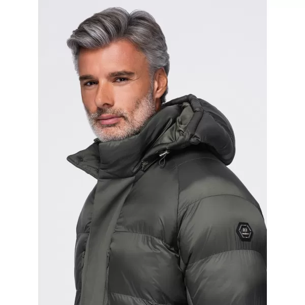  Pánská zimní bunda OMBRE OM-JALJ-0263 DARK OLIVE 