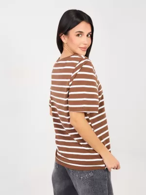 Dámské tričko RUE PARIS RV-TS-A1087.74 LIGHT BROWN