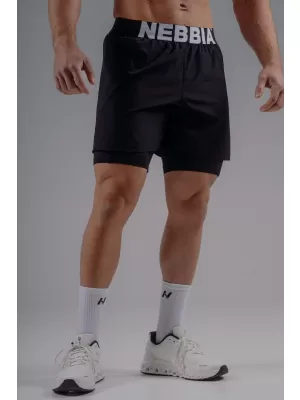 Double-Layer tréninkové šortky NEBBIA PRIMAL 878 BLACK