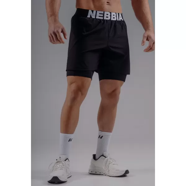  Double-Layer tréninkové šortky NEBBIA PRIMAL 878 BLACK 