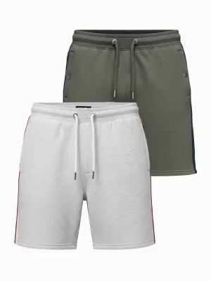 Pánský set kraťas OMBRE Z128 GREY MELANGE/OLIVE