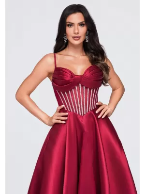 Dámské šaty LARICA LA-OM-DLR441 BURGUNDY