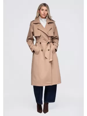 Dámský kabát OMBRE OW-CT-E0003 BEIGE