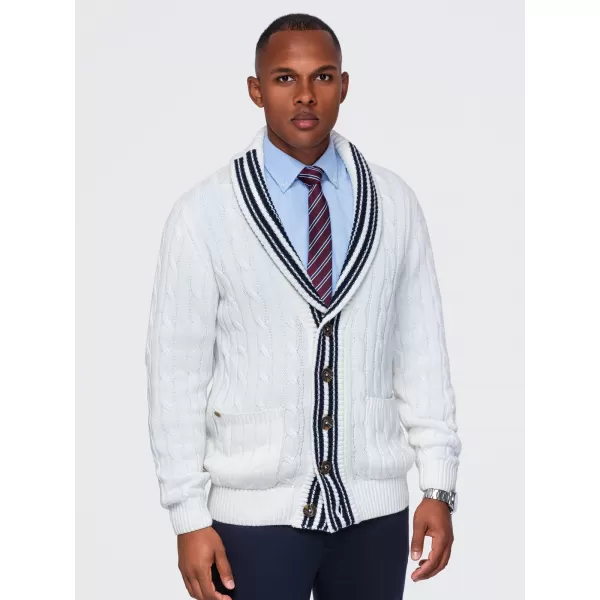  Pánský kardigan OMBRE OM-SWCD-0196 WHITE 