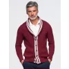 Pánský kardigan OMBRE OM-SWCD-0196 BURGUNDY