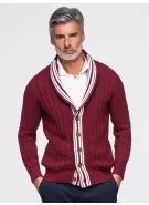 Pánský kardigan OMBRE OM-SWCD-0196 BURGUNDY