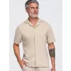 Pánská košile OMBRE OM-SHCS-0220 BEIGE