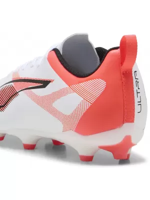 Dětské kopačky PUMA ULTRA 5 PLAY FG/AG JR 108170-01 WHITE/BLACK/GLOWING RED