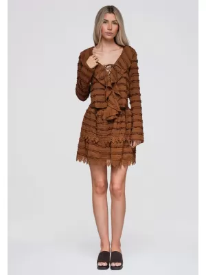 Dámská blůza OMBRE OW-TS-E0067 LIGHT BROWN