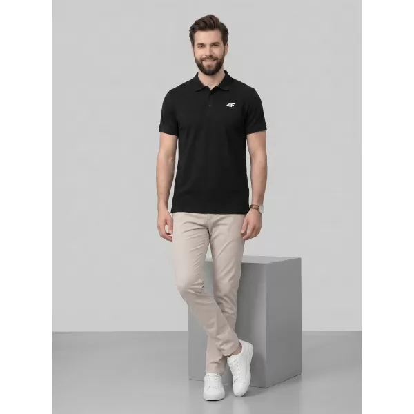  Pánské triko s límečkem 4F 4FWMM00TPTSM0771 DEEP BLACK 