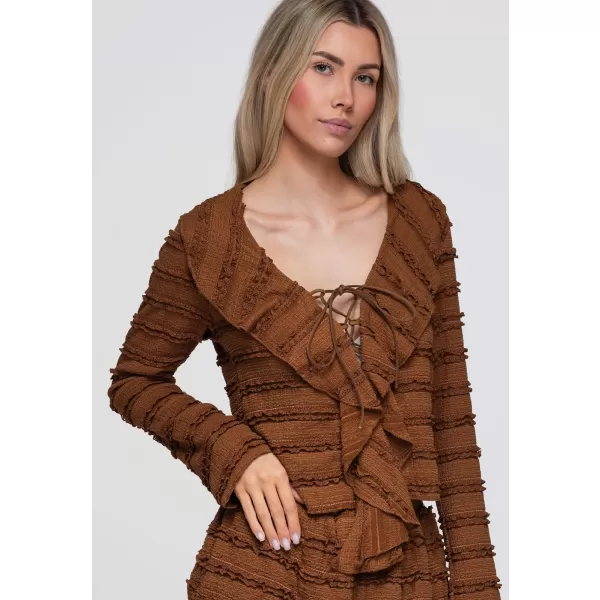  Dámská blůza OMBRE OW-TS-E0067 LIGHT BROWN 