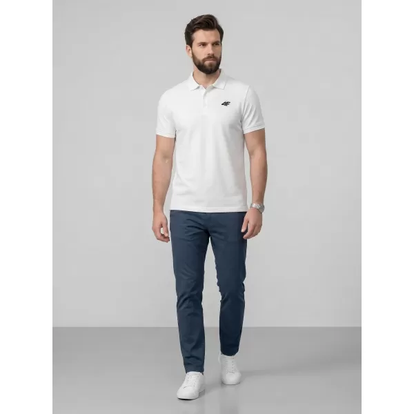  Pánské triko s límečkem 4F 4FWMM00TPTSM0771 WHITE 