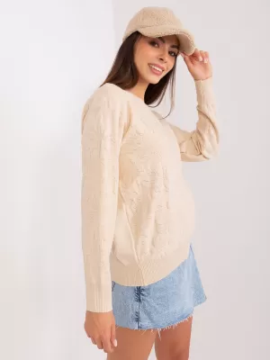 Dámský svetr WOOL FASHION ITALIA AT-SW-2231A.00P LIGHT BEIGE