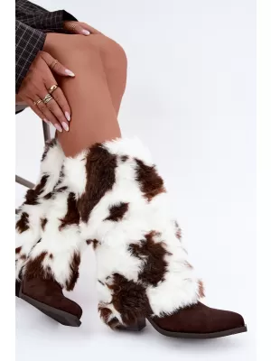 Dámské kozačky BOTO 2508A BROWN COW PRINT