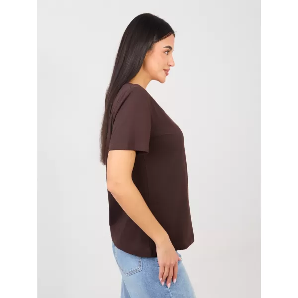  Dámské tričko RUE PARIS RV-TS-A1095.33 DARK BROWN 