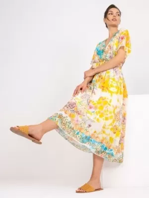 Dámské šaty ITALY MODA DHJ-SK-15967-1.01P WHITE-YELLOW