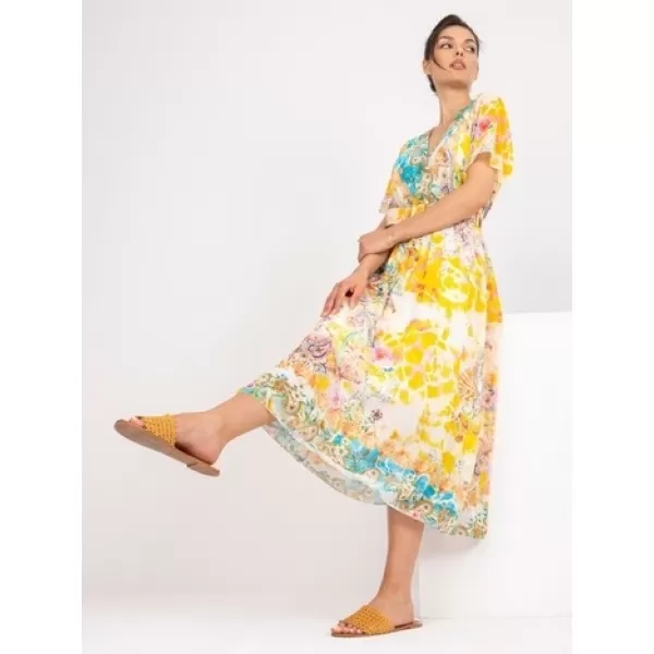  Dámské šaty ITALY MODA DHJ-SK-15967-1.01P WHITE-YELLOW 