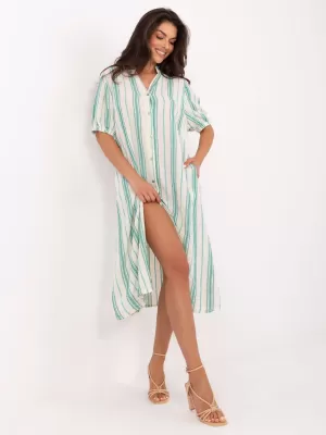 Dámské šaty OCH BELLA TW-SK-BI-2451.84 WHITE-GREEN