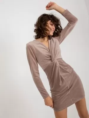 Dámské šaty RUE PARIS RP-SK-8157.07 DARK BEIGE