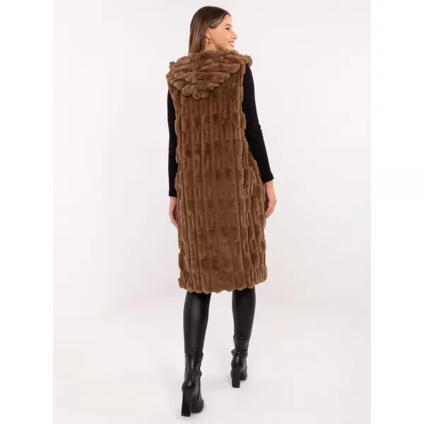 Dámská vesta WOOL FASHION ITALIA AT-KZ-2368-1.57 DARK BEIGE 