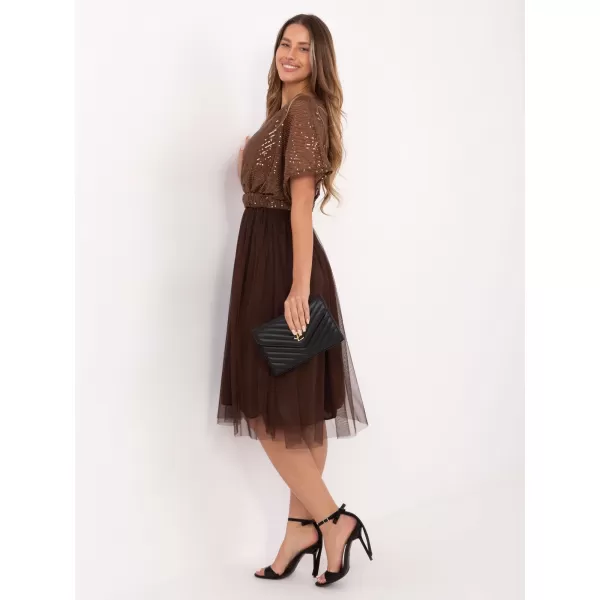  Dámské šaty ITALY MODA MI-SK-62464.27 BROWN 